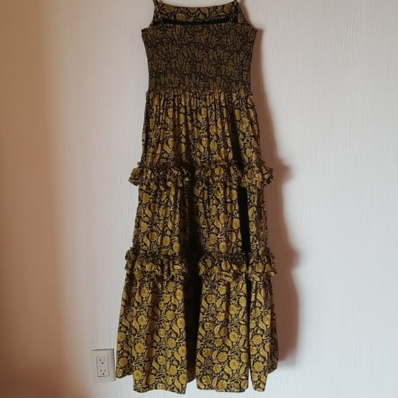 Nicholas Adele Tiered Smocked Yellow/Black Bohemian Floral Dress - Picture 8 of 15